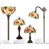 imageWERFACTORY Tiffany Table Lamp Bedside Pink Stained Glass Lamp Butterfly Style Reading Desk Light 12X12X18 Inches Decor Bedroom Living Room Home Office S275 Series