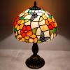 imageWERFACTORY Tiffany Table Lamp Bedside Pink Stained Glass Lamp Butterfly Style Reading Desk Light 12X12X18 Inches Decor Bedroom Living Room Home Office S275 Series