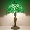 imageWERFACTORY Tiffany Table Lamp Green Wisteria Style Stained Glass Desk Bedside Reading Light 12X12X18 Inches Decor Bedroom Living Room Home Office S523 Series