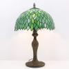 imageWERFACTORY Tiffany Table Lamp Green Wisteria Style Stained Glass Desk Bedside Reading Light 12X12X18 Inches Decor Bedroom Living Room Home Office S523 Series