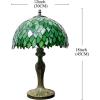 imageWERFACTORY Tiffany Table Lamp Green Wisteria Style Stained Glass Desk Bedside Reading Light 12X12X18 Inches Decor Bedroom Living Room Home Office S523 Series