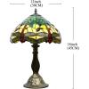 imageWERFACTORY Tiffany Table Lamp Green Yellow Stained Glass Dragonfly Style Bedside Lamp Reading Desk Light 12X12X18 Inches Decor Bedroom Living Room Home Office S009G Series