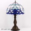 imageWERFACTORY Tiffany Table Lamp Navy Blue Baroque Stained Glass Style Desk Bedside Reading Light 12X12X18 Inches Decor Bedroom Living Room Home Office S003B Series