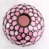 imageWERFACTORY Tiffany Table Lamp Pink Stained Glass Pearl Style Desk Light with Metal Leaf Base 8X10X21 Inches Decor Small Space Bedroom Home Office S005P
