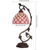 imageWERFACTORY Tiffany Table Lamp Pink Stained Glass Pearl Style Desk Light with Metal Leaf Base 8X10X21 Inches Decor Small Space Bedroom Home Office S005P