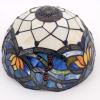 imageWERFACTORY Tiffany Table Lamp Stained Glass Bedside Lamp Blue Lotus Desk Reading Light 12X12X18 Inches Decor Bedroom Living Room Home Office S220 Series