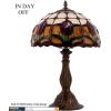 imageWERFACTORY Tiffany Table Lamp Stained Glass Style Tulip Flower Bedside Reading Desk Light 12X12X18 Inches Decor Bedroom Living Room Home Office S030 Series
