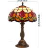 imageWERFACTORY Tiffany Table Lamp Stained Glass Style Tulip Flower Bedside Reading Desk Light 12X12X18 Inches Decor Bedroom Living Room Home Office S030 Series