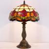 imageWERFACTORY Tiffany Table Lamp Stained Glass Style Tulip Flower Bedside Reading Desk Light 12X12X18 Inches Decor Bedroom Living Room Home Office S030 Series