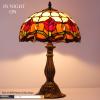 imageWERFACTORY Tiffany Table Lamp Stained Glass Style Tulip Flower Bedside Reading Desk Light 12X12X18 Inches Decor Bedroom Living Room Home Office S030 Series