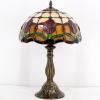 imageWERFACTORY Tiffany Table Lamp Stained Glass Style Tulip Flower Bedside Reading Desk Light 12X12X18 Inches Decor Bedroom Living Room Home Office S030 Series