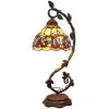 imageWERFACTORY Tiffany Table Lamp Stained Glass Victorian Table Lamp Metal Leaf Base 8X10X21 Inches Desk Reading Light Decor Small Space Bedroom Home Office S021 Series