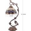 imageWERFACTORY Tiffany Table Lamp Stained Glass Victorian Table Lamp Metal Leaf Base 8X10X21 Inches Desk Reading Light Decor Small Space Bedroom Home Office S021 Series