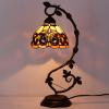 imageWERFACTORY Tiffany Table Lamp Stained Glass Victorian Table Lamp Metal Leaf Base 8X10X21 Inches Desk Reading Light Decor Small Space Bedroom Home Office S021 Series