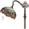 imageWERFACTORY Tiffany Floor Lamp Blue Stained Glass Dragonfly Arched Lamp 12X18X64 Inches Gooseneck Adjustable Corner Standing Reading Light Decor Bedroom Living Room S631 Series