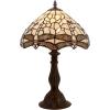 imageWERFACTORY Tiffany Lamp Cream Stained Glass Dragonfly Bedside Table Lamp Desk Reading Light 12X12X18 Inches Decor Bedroom Living Room Home Office S139 Series