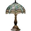 imageWERFACTORY Tiffany Lamp Sea Blue Stained Glass Table Lamp 12X12X18 Inches Dragonfly Style Desk Reading Light S147 Series
