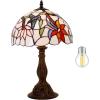 imageWERFACTORY Tiffany Lamp Stained Glass Hummingbird Style Table Lamp Bedside Reading Desk Light 12X12X18 Inches Decor Bedroom Living Room Home Office S801 Series