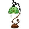 imageWERFACTORY Tiffany Style Lamp Green Wisteria Stained Glass Table Desk Reading Light Metal Leaf Base 8X10X21 Inches Decor Small Space Bedroom Home Office S523 Series