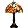 imageWERFACTORY Tiffany Table Lamp Bedside Pink Stained Glass Lamp Butterfly Style Reading Desk Light 12X12X18 Inches Decor Bedroom Living Room Home Office S275 Series