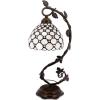 imageWERFACTORY Tiffany Table Lamp Cream Stained Glass Pearl Style Desk Light with Metal Leaf Base 8X10X21 Inches Decor Small Space Bedroom Home Office S005 Series
