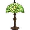 imageWERFACTORY Tiffany Table Lamp Green Wisteria Style Stained Glass Desk Bedside Reading Light 12X12X18 Inches Decor Bedroom Living Room Home Office S523 Series