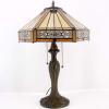 imageWERFACTORY Table Lamp Base Replacement Only Wide 65 Height 24 Inch Fit for 12 14 16 18 Inch Tiffany Style Stained Glass Lampshade Dark Bronze Finish Metal Pull Chain Switch