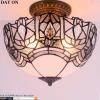 imageWERFACTORY Tiffany Ceiling Light Fixture Crystal Bead White Stained Glass Semi Flush Mount Lamp Wide 12 Inch Height 11 Inch S508W Series