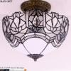 imageWERFACTORY Tiffany Ceiling Light Fixture Crystal Bead White Stained Glass Semi Flush Mount Lamp Wide 12 Inch Height 11 Inch S508W Series