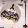 imageWERFACTORY Tiffany Floor Lamp Blue Stained Glass Dragonfly Arched Lamp 12X18X64 Inches Gooseneck Adjustable Corner Standing Reading Light Decor Bedroom Living Room S004 Series B