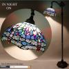 imageWERFACTORY Tiffany Floor Lamp Blue Stained Glass Dragonfly Arched Lamp 12X18X64 Inches Gooseneck Adjustable Corner Standing Reading Light Decor Bedroom Living Room S004 Series B