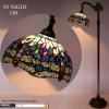 imageWERFACTORY Tiffany Floor Lamp Blue Stained Glass Dragonfly Arched Lamp 12X18X64 Inches Gooseneck Adjustable Corner Standing Reading Light Decor Bedroom Living Room S004 Series B