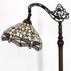 imageWERFACTORY Tiffany Floor Lamp Cream Stained Glass Dragonfly Arched Lamp 12X18X64 Inches Gooseneck Adjustable Corner Standing Reading Light Decor Bedroom Living Room S139 Series