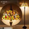 imageWERFACTORY Tiffany Floor Lamp Double Birds Amber Stained Glass Standing Reading Light 16X16X64 Inches Antique Pole Corner Lamp Decor Bedroom Living Room Home Office S805 Series