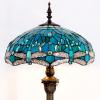 imageWERFACTORY Tiffany Floor Lamp Dragonfly Green Stained Glass Standing Reading Light 16X16X64 Inches Antique Pole Corner Lamp Decor Bedroom Living Room Home Office S622 Series