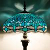 imageWERFACTORY Tiffany Floor Lamp Dragonfly Green Stained Glass Standing Reading Light 16X16X64 Inches Antique Pole Corner Lamp Decor Bedroom Living Room Home Office S622 Series