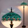 imageWERFACTORY Tiffany Floor Lamp Dragonfly Green Stained Glass Standing Reading Light 16X16X64 Inches Antique Pole Corner Lamp Decor Bedroom Living Room Home Office S622 Series
