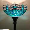 imageWERFACTORY Tiffany Floor Lamp Green Stained Glass Dragonfly Light 12X12X66 Inches Pole Torchiere Standing Corner Torch Uplight Decor Bedroom Living Room Home Office S622 Series B