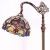imageWERFACTORY Tiffany Floor Lamp Orange Liaison Stained Glass Arched Lamp 12X18X64 Inches Gooseneck Adjustable Corner Standing Reading Light Decor Bedroom Living Room S617 Series