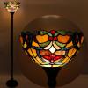imageWERFACTORY Tiffany Floor Lamp Orange Liaison Stained Glass Light 12X12X66 Inches Pole Torchiere Standing Corner Torch Uplight Decor Bedroom Living Room Home Office S617 Series