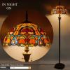 imageWERFACTORY Tiffany Floor Lamp Orange Liaison Stained Glass Standing Reading Light 16X16X64 Inches Antique Pole Corner Lamp Decor Bedroom Living Room Home Office S617 Series
