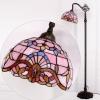 imageWERFACTORY Tiffany Floor Lamp Pink Baroque Stained Glass Arched Lamp 12X18X64 Inches Gooseneck Adjustable Corner Standing Reading Light Decor Bedroom Living Room S003P Series