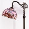 imageWERFACTORY Tiffany Floor Lamp Pink Baroque Stained Glass Arched Lamp 12X18X64 Inches Gooseneck Adjustable Corner Standing Reading Light Decor Bedroom Living Room S003P Series