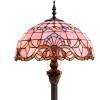 imageWERFACTORY Tiffany Floor Lamp Pink Baroque Stained Glass Standing Reading Light 16X16X64 Inches Antique Pole Corner Lamp Decor Bedroom Living Room Home Office S003P Series
