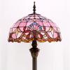 imageWERFACTORY Tiffany Floor Lamp Pink Baroque Stained Glass Standing Reading Light 16X16X64 Inches Antique Pole Corner Lamp Decor Bedroom Living Room Home Office S003P Series
