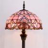 imageWERFACTORY Tiffany Floor Lamp Pink Baroque Stained Glass Standing Reading Light 16X16X64 Inches Antique Pole Corner Lamp Decor Bedroom Living Room Home Office S003P Series