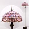 imageWERFACTORY Tiffany Floor Lamp Pink Baroque Stained Glass Standing Reading Light 16X16X64 Inches Antique Pole Corner Lamp Decor Bedroom Living Room Home Office S003P Series