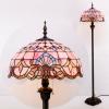 imageWERFACTORY Tiffany Floor Lamp Pink Baroque Stained Glass Standing Reading Light 16X16X64 Inches Antique Pole Corner Lamp Decor Bedroom Living Room Home Office S003P Series