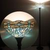 imageWERFACTORY Tiffany Floor Lamp Sea Blue Stained Glass Dragonfly Light 12X12X66 Inches Pole Torchiere Standing Corner Torch Uplight Decor Bedroom Living Room Home Office S147 Series