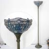 imageWERFACTORY Tiffany Floor Lamp Sea Blue Stained Glass Dragonfly Light 12X12X66 Inches Pole Torchiere Standing Corner Torch Uplight Decor Bedroom Living Room Home Office S147 Series